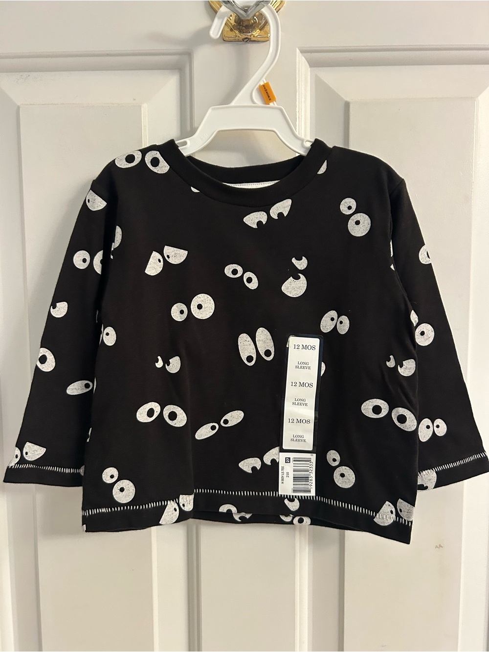 NWT-Black Long Sleeve Toddler Top with White Eye Print